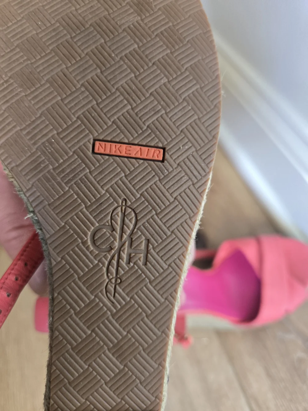 Cole Haan Coral Pink Crisscross Espadrille Wedge Sandals